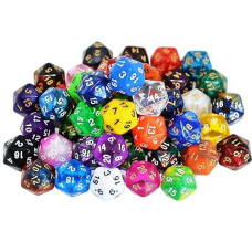 Smartdealspro 50-Pack 20 Sided Dice D20 Polyhedral Dice With Pouch For Dnd Rpg Mtg Table Game