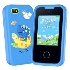 Nikuku Kids Smart Phone For Boys, Children Christmas Birthday Dinosaur Toys For 3-8 Years Old, Toddler Pretend Cellphone Girls Gifts With Music Player, Dual Camera, 8Gb Tf-Card(Blue)