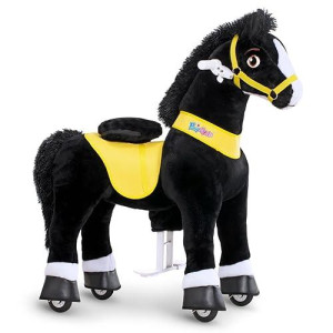 Ponycycle Ride On Toys Riding Black Horse Toys Essential Model E (With Brake/ 30" Height/Size 3) Pony Rider Walking Animals Rocking Horse Riding Toys No Battery Electricity E338