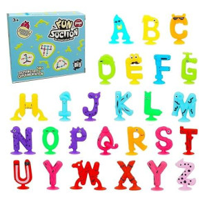 Suction Letters Bath Toys With Storage, 26 Pcs Bath Toys For Kids Ages 4-8, Sensory, Window And Travel Toy, Montessori Gift For 3 4 5 6 7 Years Old Boys Girls (Letters)