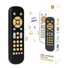 Orzbow Baby Remote Control Toy For 6 Months+ With Music, Tv Remote Toy With Realistic Light And Sound - English, French And Spanish For Infant Play Remote Musical Toys, Bpa Free, Black