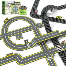 Magnetic Tiles Road & Train Track Expansion Pack Magnetic Building Blocks Construction Toys Kids Toys For Ages 3-12 Boys Girls Building Toys Includes Road Tracks, Traffic Lights, Parking Spot