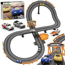 Slot Car Race Track Sets With 1:64 High-Speed Slot Cars, Battery Or Electric Car Track, Dual Racing Game Lap Counter Circular Slope Track, Gifts Toys For Boys Kids Age 6 7 8-12