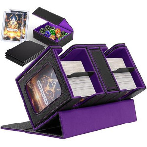 Kitoyz Deck Box With Commander Display,3-In-1 Card Storage Box Fits 200+ Single Sleeved Cards,Card Deck Case For Game Cards,Sports Cards With 4 Dividers,2 Toploaders