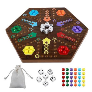 Medikaison Wahoo Marble Board Game 4 And 6 Players 2 Sided Painted Thicken Wood Aggravation Board Game For Family Friends Party