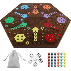 Medikaison Large 20 Inches Wahoo Marble Board Game 4 And 6 Players 2 Sided Painted Thicken Wooden Aggravation Dice Marbles Game For Family Friends Party Game Nights