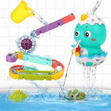 Toddler Bath Toys For Kids Ages 1-3 2-4, Multi-Track Water Playset Toddler Bathtub Toy Shape Building Dinosaur Birthday Gift For Boys Girls Bath Time- Educational And Safe