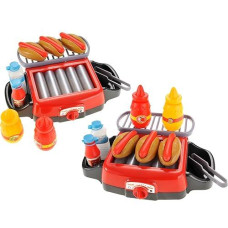 2 Set Hot Dog Roller Grill Electric Stove Play Set | Food Kitchen Appliance | Kids Pretend Play Food | Barbecue Toy With Light & Sound