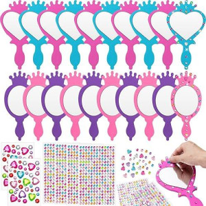 Geetery 20 Pcs Unbreakable Kids Mirror Diy Decorate Your Own Princess Mirror Mermaid Princess Foam Small Crafts For Princess Party Decorations(Multicolor)