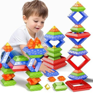 Doloowee 30 Pcs Montessori Toys Stacking Toys Building Blocks Leraning Toys For Toddlers 1-3 3-5 Girls Boys Gift Christmas Stocking Stuffers Preschool Educational