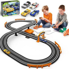 Slot Car Race Track Sets For Boys, Race Car Track With 2 High-Speed Slot Cars, Battery Or Electric Car Track, Dual Racing Game Lap Counter Track Sets, Toys Gifts For Boys Girls Ages 4 5 6 7 8-12