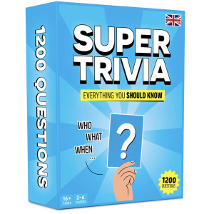 Super Trivia Games For Adults With 1200 Questions - Fun Board Game With Trivia Cards - Trivia Game For Family With Teens And Adults - Fun Party Games For Teenage Boy Gifts