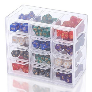 12 Slots Storage Case For Dice Dice, Display Case With 4 Drawer-Type Layers Holding Up To 150 Dices, Dice Case For Dnd Dice Great For Dice Collectors Or Rpg D&D Games (1 Pack)