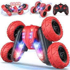 Remote Control Car, Rc Stunt Cars With Double Sided 360-Degree Flips Rotating Car Kids Toy, 2.4Ghz Rechargeable Led Light Up Letters Rc Car Toys For 3 4 5 6 7 8-12 Year Old Boys Girls Birthday Gifts