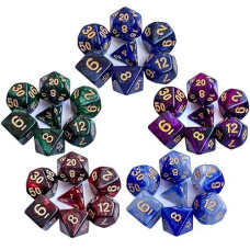 35Pieces Dnd Dice Set| Galaxy Double Color Polyhedral Dice Set For Board Game