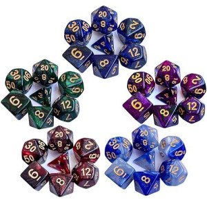 35Pieces Dnd Dice Set| Galaxy Double Color Polyhedral Dice Set For Board Game