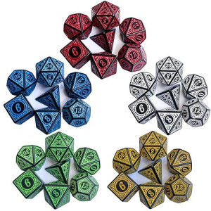 35Pieces Dnd Dice Set| Carving Dice Polyhedral Dice Set For Board Game