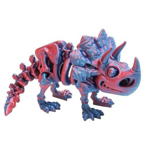 Funisfun 3D Printed Dragon With Articulated Joints For Adult, 3D Printed Dinosaur Fidget Toys Decor For Stress Relief (Triceratops-Bp, 1P)