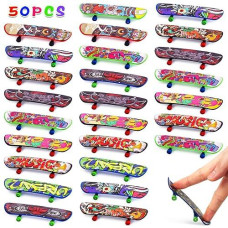 Poplay 50Pcs Mini Finger Skateboards, Finger Boards Toy Mini Skateboards For Kids Party Favors, Birthday Goodie Bag Stuffers, Valentines Day Exchange Gifts