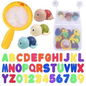 Bath Toys For Toddlers 1-3, Floating Animals Squirter Bath Toys, 36 Foam Bath Letters And Numbers Learning Toys With Bath Toy Storage, Pool Toys For Toddlers Age 1-3 Bath Time For Infant Girls Boys