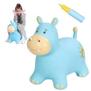 Inpany Bouncy Horse Hippo Hopper Toys, Toddlers Bouncing Zoo Animals Toys, Kid Inflatable Hopping Horse Buddies, Ride On Rubber Bouncer, Indoor Outdoor Birthday Gifts Toy For 2 3 4 Year Old Girls Boys