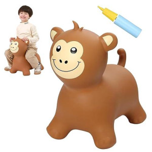 Inpany Monkey Bouncy Horse Hopper Toys, Toddlers Bouncing Zoo Animal Toys, Kid Hopping Buddies, Inflatable Ride On Rubber Bouncer, Outdoor Indoor Baby Birthday Gifts Toy For 2 3 4 Year Old Girls Boys