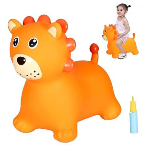 Inpany Bouncy Horse, Lion Hopper Toys, Toddlers Bouncing Zoo Animal, Wild One Birthday Decorations, Inflatable Ride On Rubber Bouncer, Indoor Outdoor Baby Birthday Gifts For 2 3 4 Year Old Girl Boy