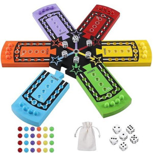 Medikaison Wahoo Splicing Board Game Original Aggravation Board Game Color Printing Portable Gaming Board For 6 Players 6 Piece Splicing Game Board 6 Colors 24 Marbles 6 Dice (6 Players-Splicing)