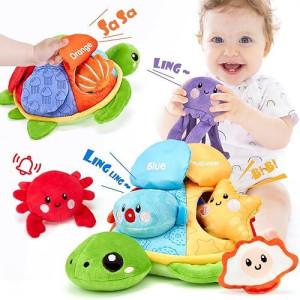 Hahaland Montessori Toys For Babies 6-12 Months - Baby Boy Toys Stuffed Animals Soft Crinkle Toys Sensory Toys For Babies 6 7 8 9 Month Toys For Toddlers 1 Year Old Boy Valentines Birthday Gift