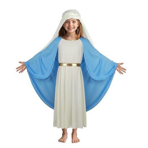 Homelex Kids Virgin Mary Costume Biblical Dress Girls Halloween Cosplay Saint Outfit Blue