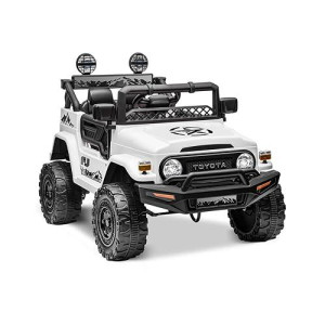 Forever Source 12V Kids Ride On Car, Licensed Toyota Fj40 Electric Car For Kids With Remote Control, Ride On Toy With Led Light, 3 Speeds, Music, White