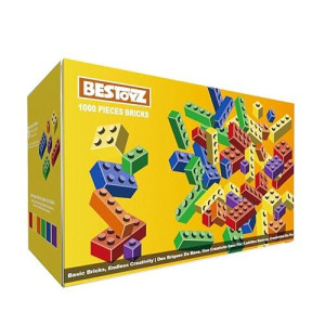 Bestoyz Building Bricks 1000 Pieces In Rainbow Colors, Classic Generic Building Blocks Toys For Boys & Girls, Educational Building Toys For Classroom, School, Toys For Kids Aged 4+