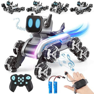 Wurycia Remote Control Robot Dog Toy For Kids,2.4Ghz 8Wd Gesture Sensing Stunt Rc Cars With Music & Light,Children Birthday Gift For 6 7 8 9 10 11 12 Years Old Boys