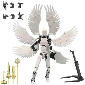 T13 Action Figure Set, 3D Printed Multi-Jointed Movable Robot Dummy Set Lucky 13 Action Figure Articulated, For Collectors Desktop Decorations (White)