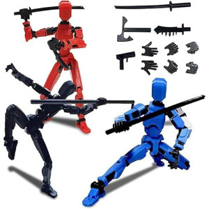 Corcep T13 Action Figure Set, 3D Printed Multi-Jointed Movable Robot Dummy Set Lucky 13 Action Figure Articulated, For Collectors Desktop Decorations (3Pcs)