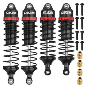 Rc Car Shocks Set 4Pcs Update Parts Compatible With 1:10 Scale Trax Slash/Rustler/Stampede/Hoss Vxl 4X4 2Wd Front & Rear Shock Absorber Damper Assembled Replacement Parts #5862 (Black)