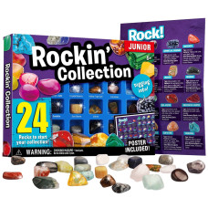 Xxtoys Rocks Collection 24 Pcs Rock And Mineral Education Set Gemstones For Kids Geology Gem Kit With Tigers Eye Rose Quartz Red