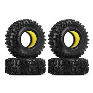 Injora 1.3 Silicone Rubber Inserts And Cling On Tires For Scx24 Trx4M Ax24 1/18 1/24 Micro Crawler Upgrade(Yellow)