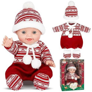 Deao Christmas Baby Doll Toys 13 Inch Newborn Cute Baby Doll With Christmas Clothes Hat And Socks,Baby’S First Christmas Doll Christmas Holiday Toy For Boys & Girls,Infants And Toddler