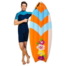 5.5 Ft Inflatable Surf Board Decoration, Pool Luau Parties Toy For Beach Inflatable Surfboard Float For Adults Kids Surfing Hawaiian Luau Beach Summer Party Prop Decoration By 4E'S Novelty