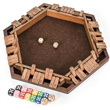 Ropoda 6-Way Shut The Box Game, Upgraded 1-6 Player Shut The Box For Adult And Kids, Shut The Box Game Wooden Dice Game -Addition Training, Fun For Family Game Night-Vintage Style