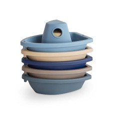 Mushie Stackable Bath Boats Toy (Ocean) | Floating Bathtub Toys For Baby & Toddler, Set Of 5 | Made In Denmark