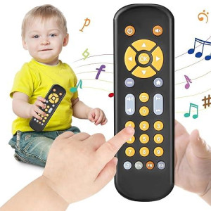 Avkast Baby Tv Remote Control Toy 6 Month+, Toddler Realistic Remote Toy With Sound And Light, Early Educational Music Toys With 3 Languages English French Spanish For Infant Boys Girls 6 12 18 Months