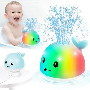 【2025 Upgraded】Gigilli Baby Boy Whale Bath Toy - Easy Charging, Bath Toys For Kids Ages 1-3, Light Up Bath Fountain Toy 6-12-18 Months Toddlers Bath Toy Sprinkler Baby Valentines Birthday 1 2 3 Gifts