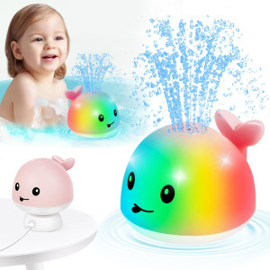 【2025 Upgraded】Gigilli Baby Girl Whale Bath Toy - Easy Charging, Bath Toys For Kids Ages 1-3, Light Up Bath Fountain Toy 6-12-18 Months Toddlers Bath Toy Sprinkler Baby Valentines Birthday 1 2 3 Gifts