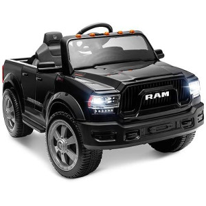 Enyopro 12V 7Ah Licensed Dodge Ram 2500 Ride On Car Truck, Electric Car Ride On Toys W/Parent Remote Control, Led Llights, Mp3 Music & Back Storage, Ideal Gift-Boys Girls Kids Electric Vehicle (Black)