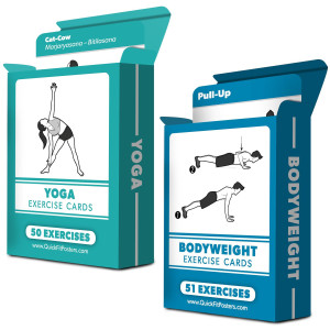 2 Pack - Bodyweight & Yoga Pose Exercise Cards - Fitness Workout Playing Cards