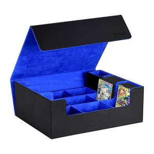 Bosmsd Trading Card Storage Box, Holds 1800+ Trading Cards, Pu Leather Commander Card Deck Case, Microfiber Inner Lining, Magnetic Closure Card Holder Fits For Magic Game Cards