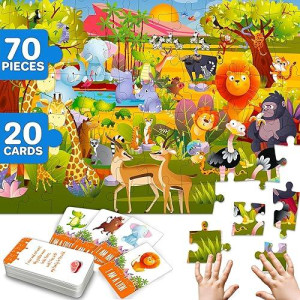 Quokka Search And Find Puzzles For Kids Ages 4-6 - Riddle Kids Puzzles 6-8 Years Old - 70 Unique Pcs | 20 Illustrated Guessing Cards | Engaging Children Themes - Africa Puzzle Gift For Toddlers 3-5