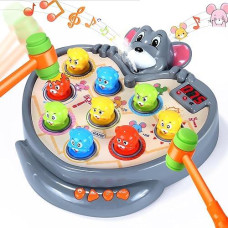 Yerloa Whack A Mole Game For Toddlers 2 3 4 5 Year Old Boy Toys Christmas Unique Gift Kids Toys Ages 2-4 4-6 2-3 3-5 4-8 Interactive Learning Educational With Spray 2 Hammers, 5 Modes, 9 Music & Light